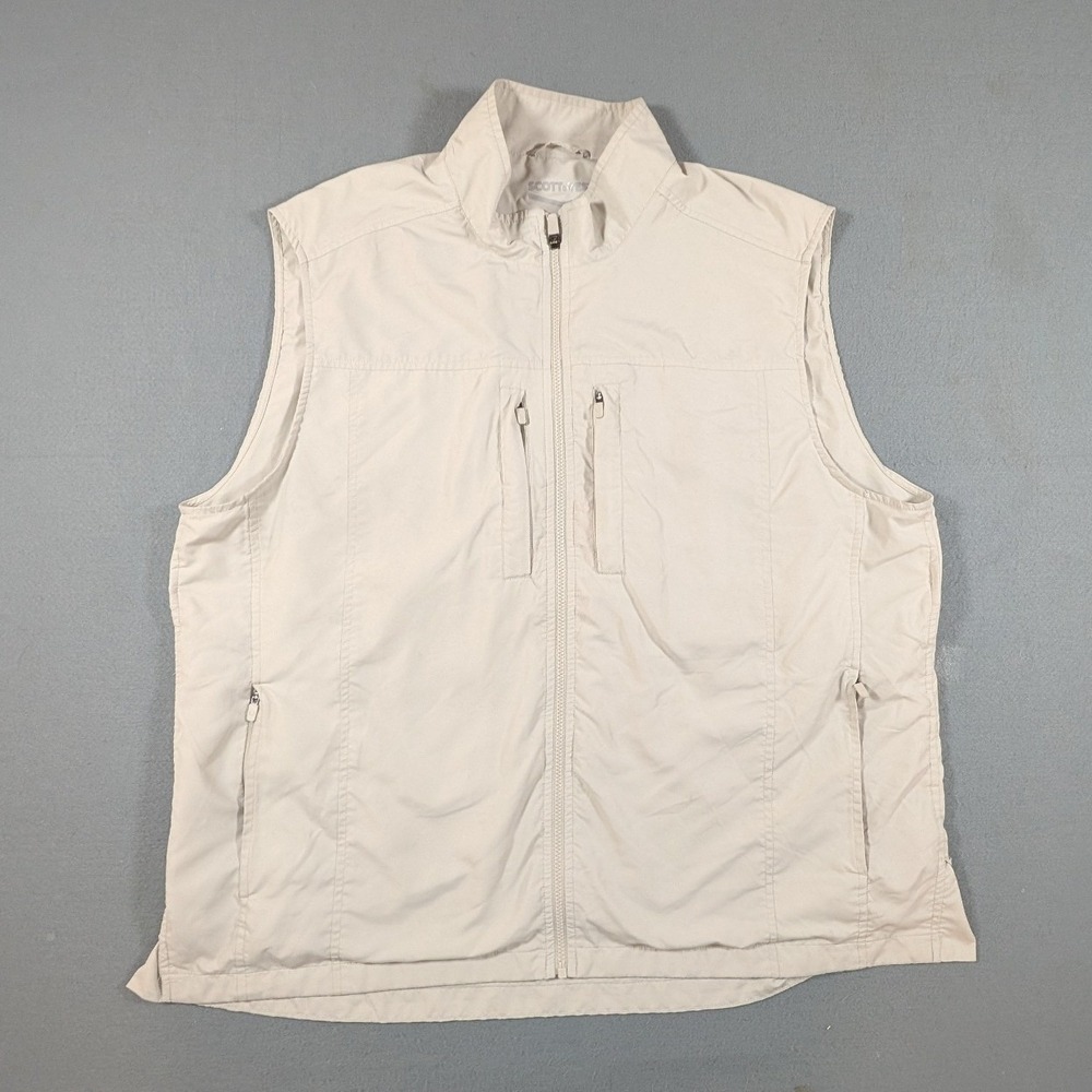 SCOTTeVEST Travel Vest Men XXL Tan TEC Multi-Pocket Utility Full Zip